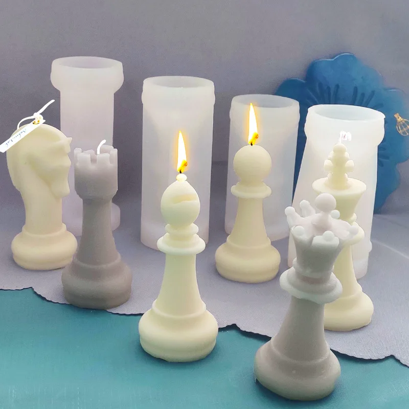 Chess Candle Silicone Mold DIY Chess 6 Piece Set Aromatherapy Candle Creative Ornaments Resin Molds Candle Making Kit