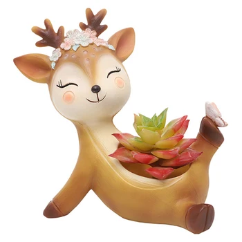 

Cartoon Deer Flower Pot Craft Desktop Decoration Cute Succulent Planter Garden TB Sale