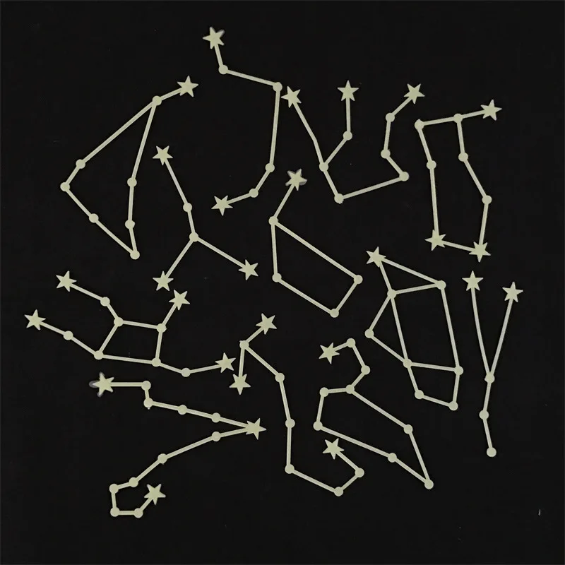 Luminous Wall Stickers Fluorescent Stickers Luminous Switch Stickers 12Pcs/Pack Constellation stickers Glow in the Dark Toys kids Luminous Star constellation Stickers Bedroom Sofa