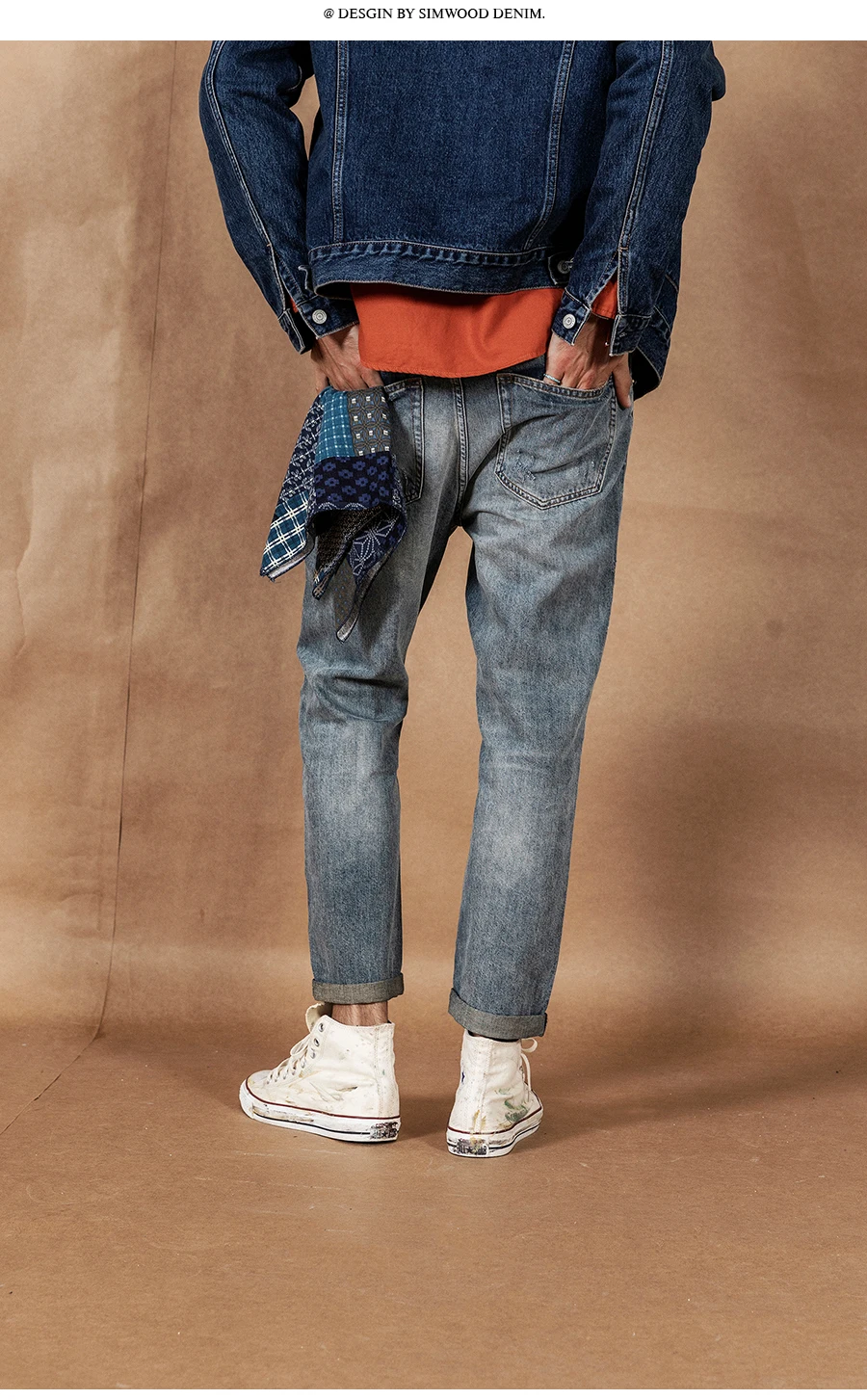 Мужские рваные джинсы до щиколотки SIMWOOD, винтажные брюки из мытой джинсовой ткани, потертые джинсы большого размера, новая модель 190360 на осень