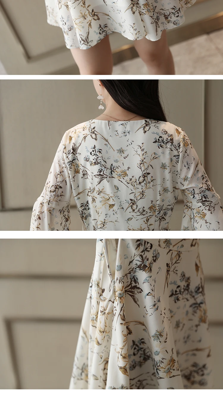 Женское шифоновое платье с коротким рукавом новинка 2019 летнее цветком v образный