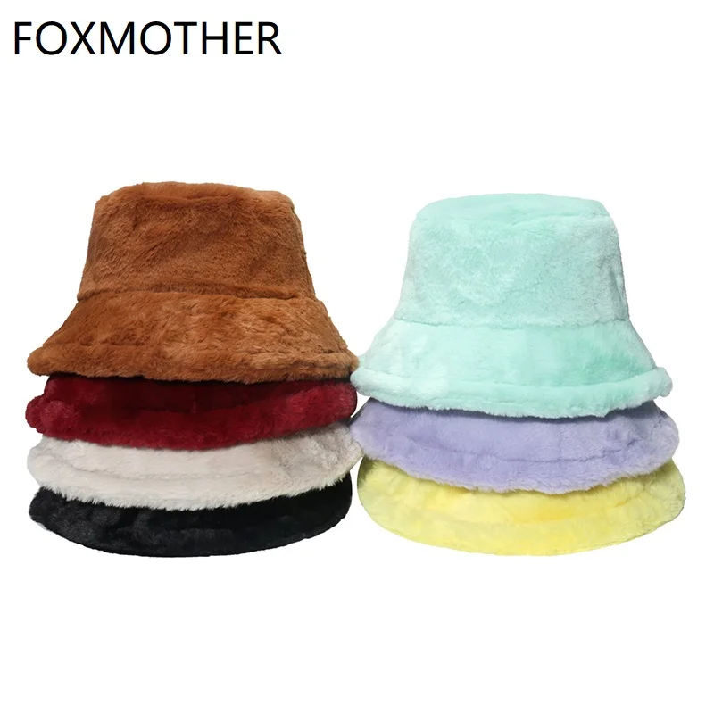 Панама FOXMOTHER теплая однотонная для мужчин и женщин зимняя шапка-мешок из