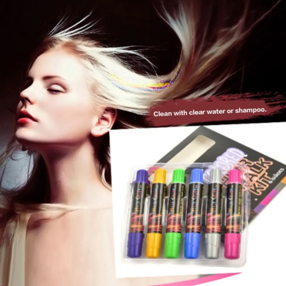 6pcs Hair Chalk Set Mild And Non-irritating Temporary Hair Dye Hair Chalk Pens Crayons