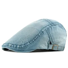 Летняя ковбойская шляпа, мужской светильник, простая остроконечная Кепка, промытый джинсовый берет, женский тонкий секционный дышащий головной убор