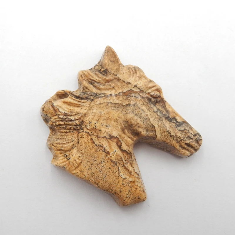 

Натуральная картина, яшма, Резная Голова лошади, подвеска, бисер, ювелирные аксессуары, ювелирные изделия, подарок, драгоценный камень 43x40x8mm25g