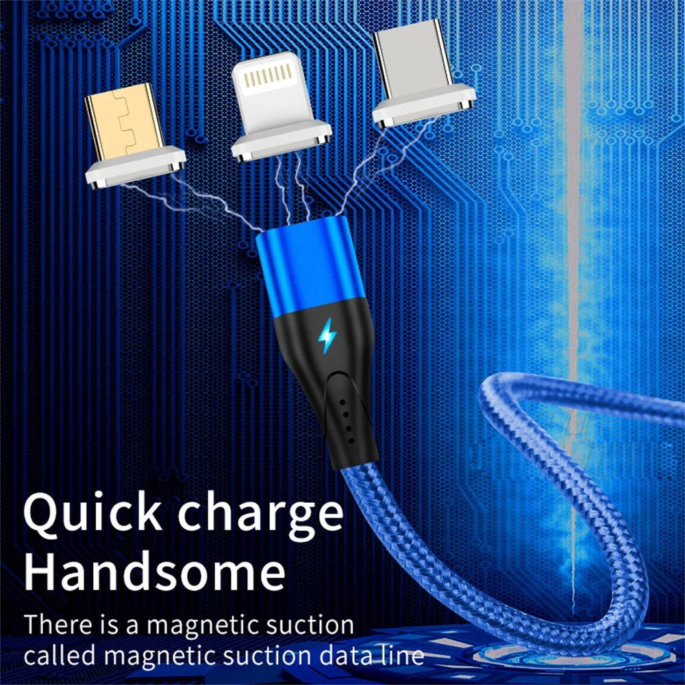 Магнитный Micro USB кабель 3 в 1, кабель для быстрой зарядки и передачи данных, Магнитный зарядный кабель usb type C IOS, 1 м