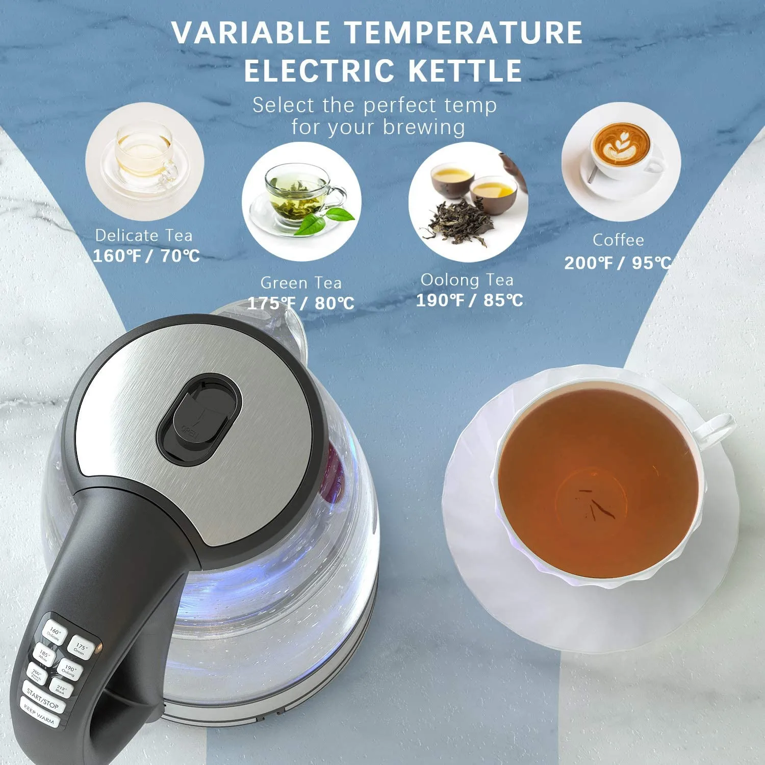 DEVISIB Electric Kettle Temperature Control 4Hours Keep Warm 2L