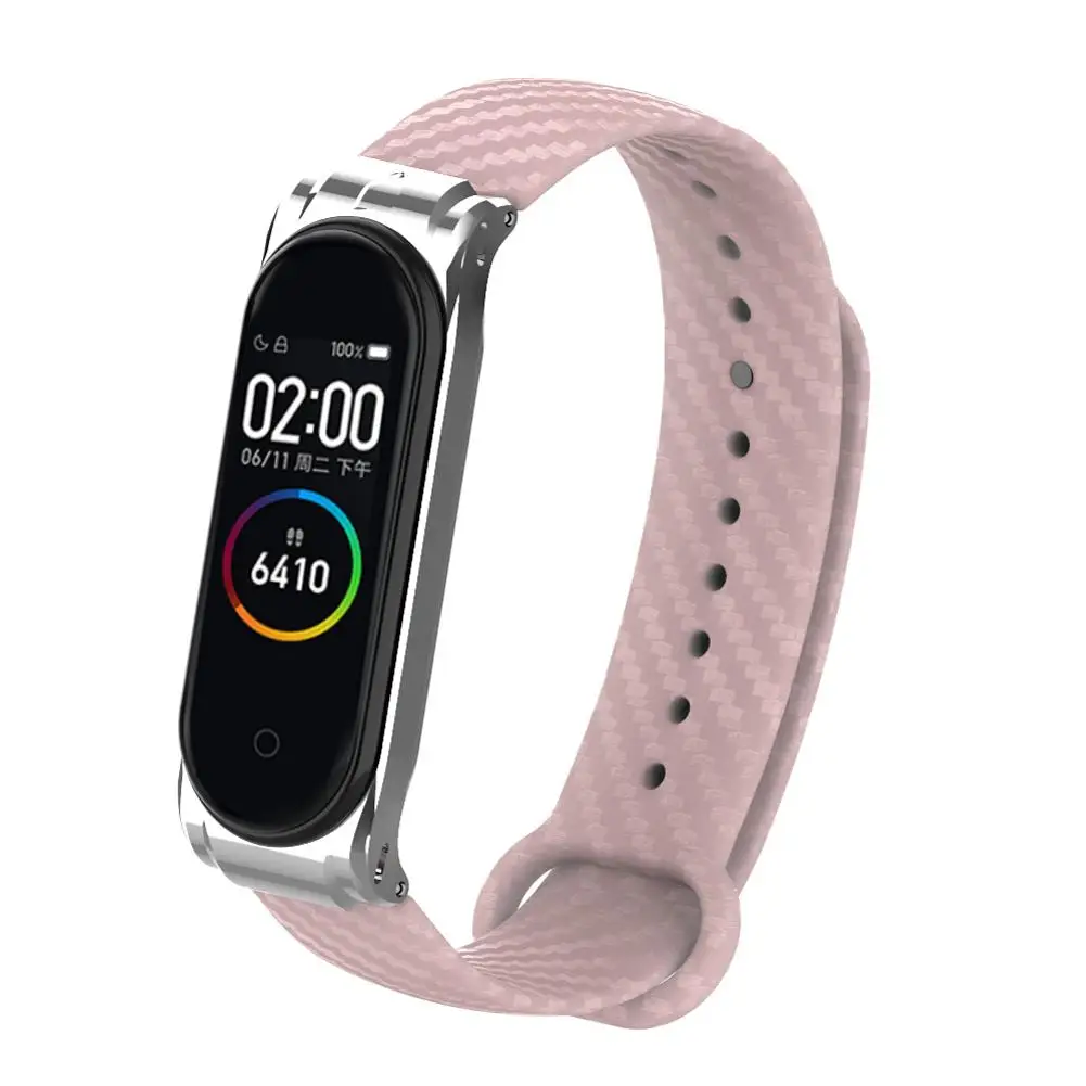 Xiaomi mi из углеродного волокна 4 3 ремешок Модный Цветной ремешок Ремешок для mi Band 4 Xiaomi mi ремешок 3 сменный Браслет - Цвет: Pink