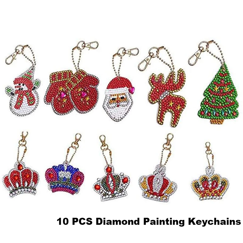 Full Diamond Painting Keychain Xmas Art Christmas Craft DIY Decoration