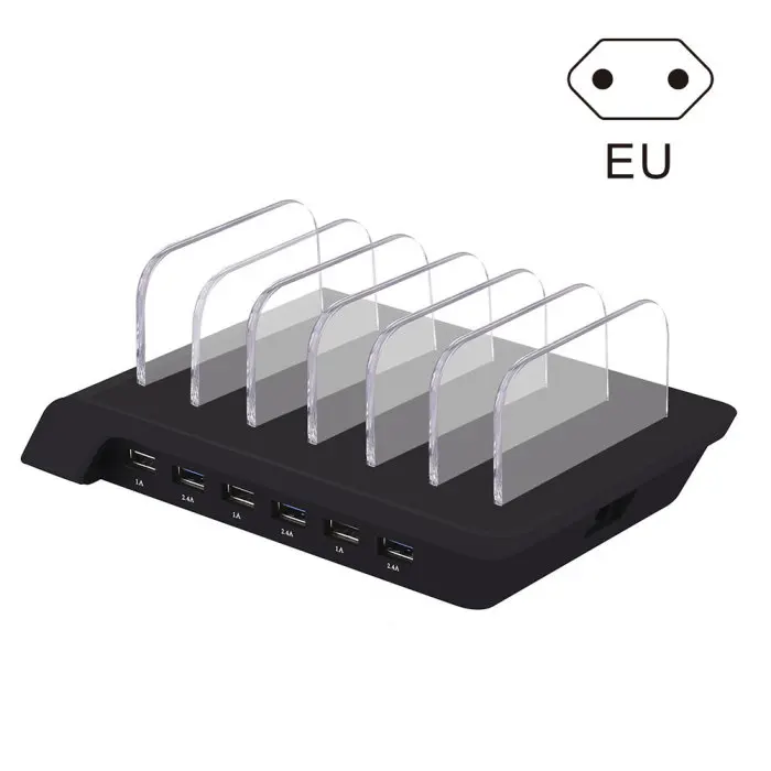 Charging Station for Multiple Devices USB Charger Station 6-Port USB Charging Holder for Phone DQ-Drop