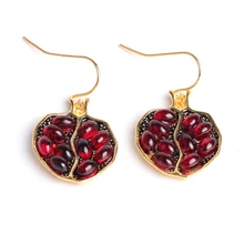 Винтажные золотые красные гранатовые серьги для женщин, круглые инкрустированные серьги с камнями, свадебные ювелирные изделия, подарки