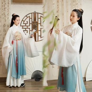 

Ming Dynasty hanfu printing embroidery Round neck robe chinese style Couple outfit Unisex hanfu women cardigan Three-piece suit