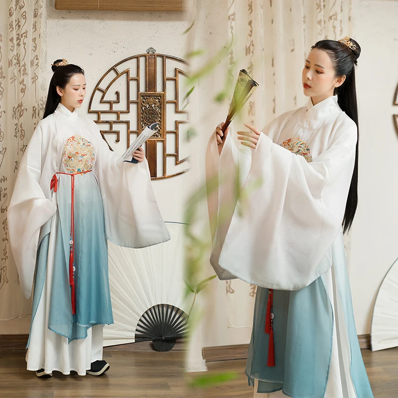 Халат Ming Dynasty hanfu с вышивкой и круглым вырезом одежда для пар в китайском стиле