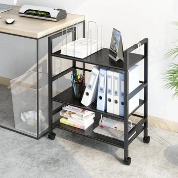 

LANGRIA 3-Tier Wire Mesh Rolling Serving Utility Cart with 2 Hooks Lockable Casters Feet for Kitchen and Office Portable Storage