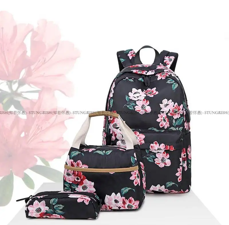 Для подростков, школьный рюкзак, набор для девочек, Для женщин школьные ранцы легкий Водонепроницаемый дорожная нейлоновая сумка с цветочным узором; Детские портфели Повседневное рюкзак