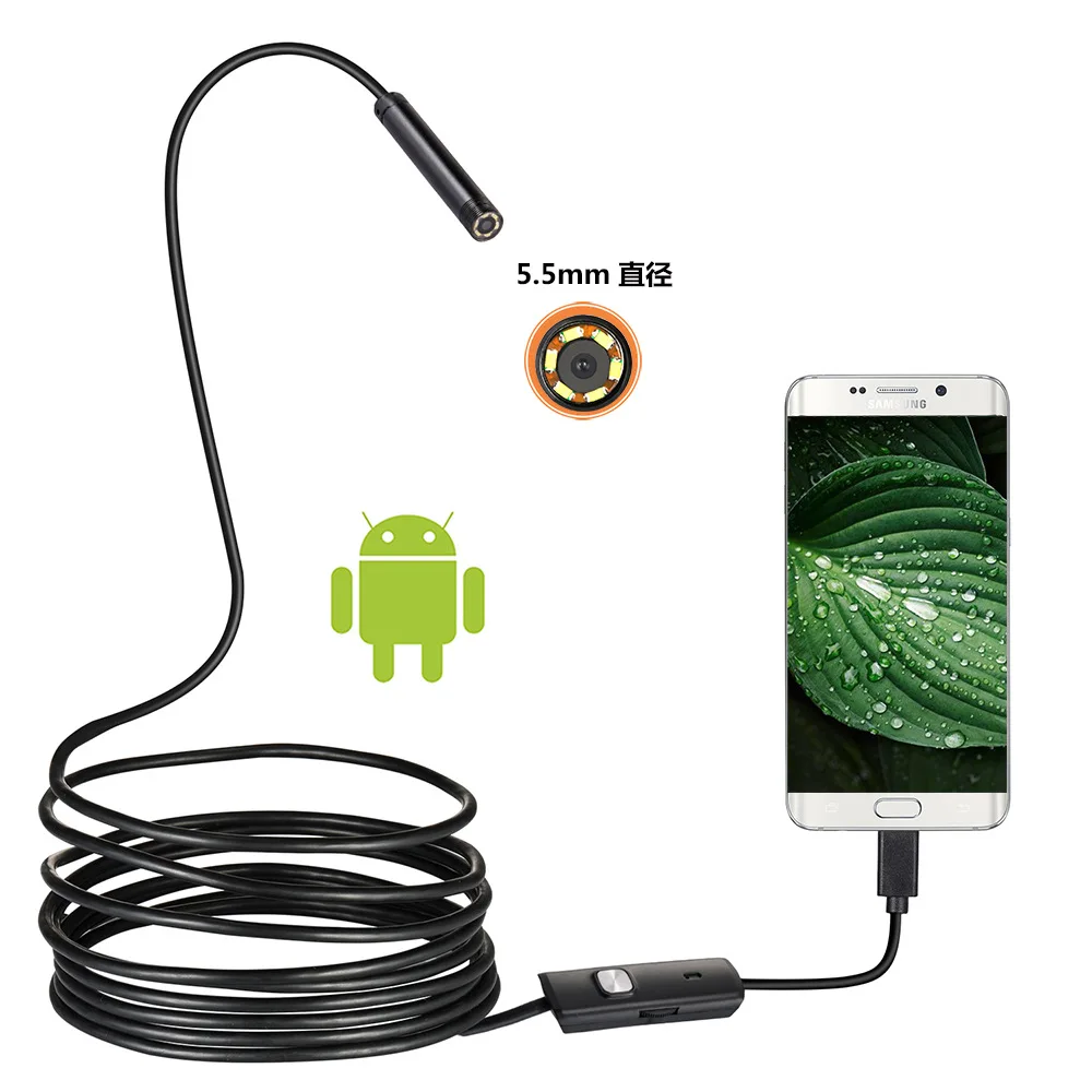 3 In 1 Semi-rigid USB Endoscope Camera 5.5MM IP67 Waterproof Snake Camera with 6 Led for Windows & Macbook PC Android Endoscope 3 in 1 semi rigid usb endoscope camera 5 5mm ip67 waterproof snake camera with 6 led for windows