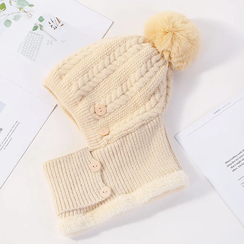 Брендовые новые комплекты вязаные шапочки шапки женские шапки для женщин Зимняя теплая бархатная маска теплая шерстяная вязаная велосипедные шапочки