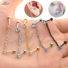 Starbeauty 1 шт. 1,2*6 мм 16 г серьги с кисточками пирсинг ушей кристалл круглая звезда хрящевой пирсинг Спираль пирсинг для пупка серьги-гвоздики