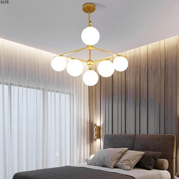 

Creative Nordic LED Chandelier With Glass Ball For Living Room Bedroom restaurant Chandeliers Indoor Lighting Fixtures