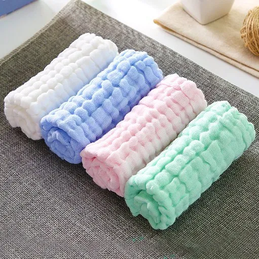  Pack of 4 Gauze Towel Bibs Infant Face Wash Bath Towel CHILDREN'S Small Kerchief Handkerchief Newbo