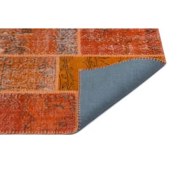 

Handmade Orange Vintage Overdyed Patchwork Area Rug 080x150 Cm-2'7''X4'11''
