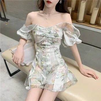 

2020 Summer New One-piece Pants With Square Neck And Waistband, Short Sleeve Casual Pants, Wide Leg Pants, Printed Shorts, Women