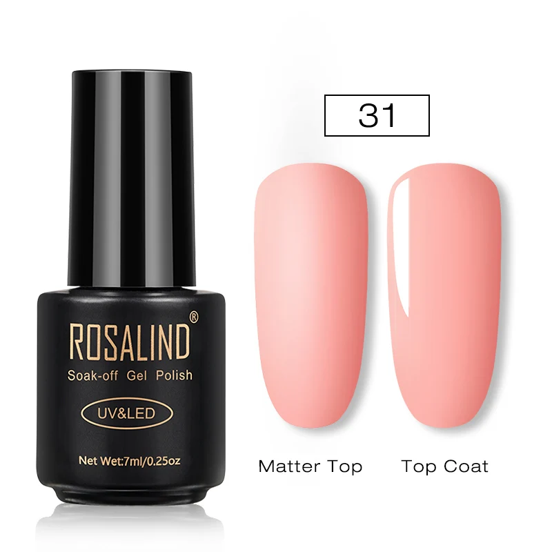 Nude Pink 31 ROSALIND Gel Nail Polish Set Manicure Hybrid Varnish Semi permanent Nail Art Matt Top Extension Pure Base Top Coat Sticker Poly - Цвет: Nude Pink 31
