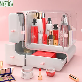 

Nordic Cosmetic Storage Box Acrylic Drawer Makeup Organizer Case Desktop Large Dust-proof Storage Box Jewelry Lipstick Store Bin