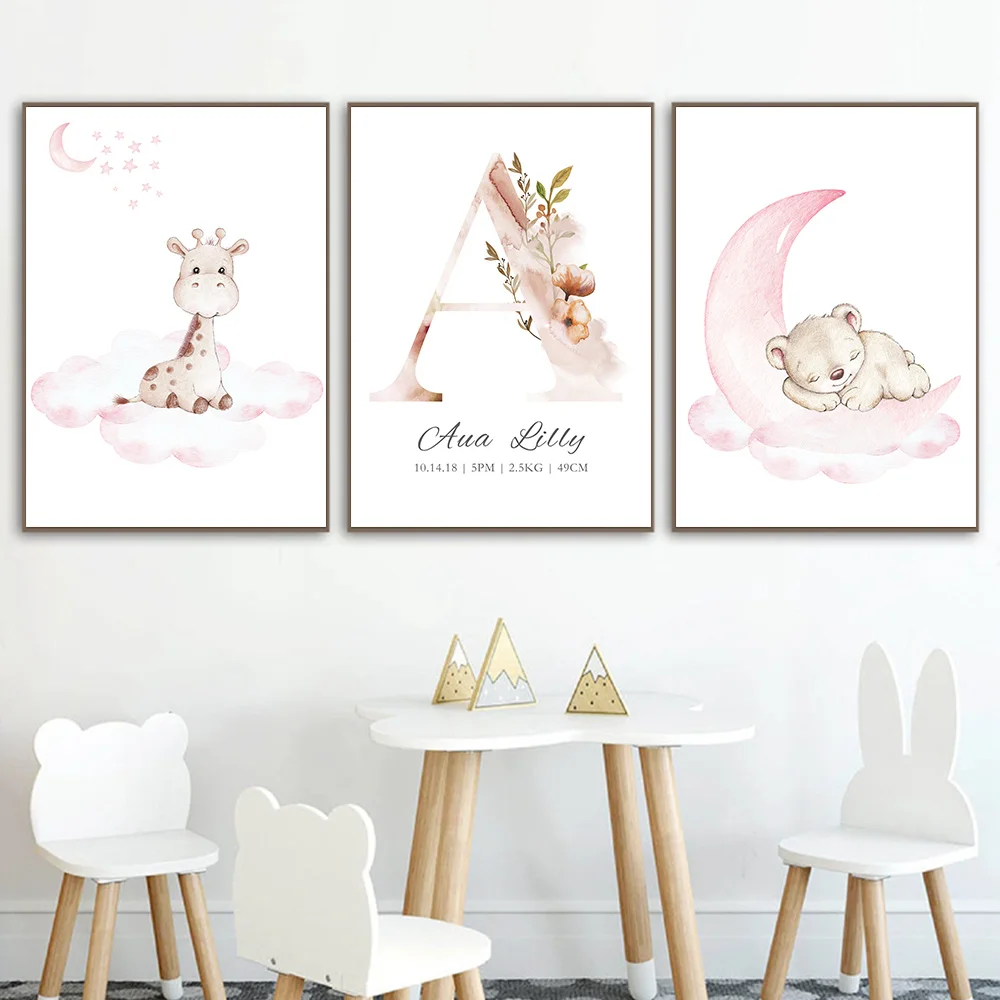 Moon-Cloud-Wall-Art-Painting-Custom-Name-Poster-Deer-Bear-Canvas-Prints-Nordic-Posters-Nursery-Wall (3)