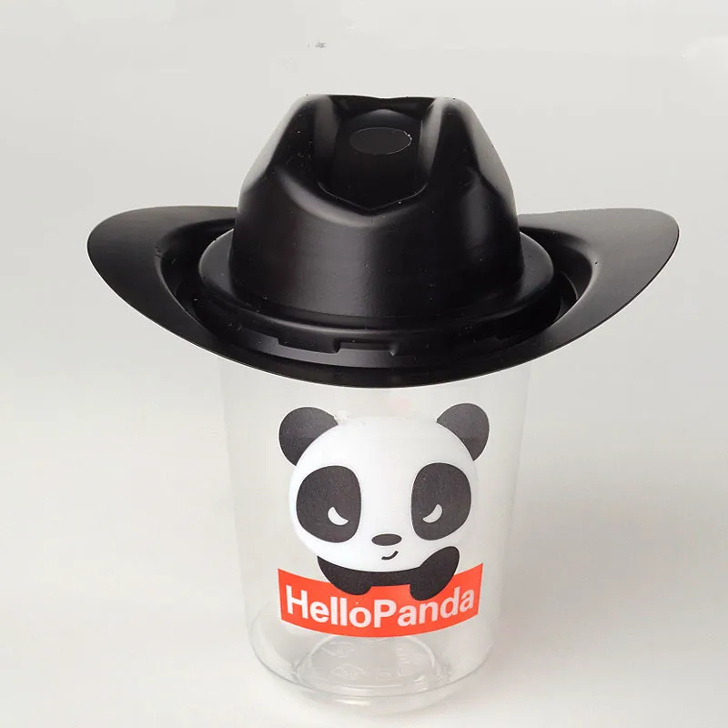 cup and lid 50 шт., высокое качество, чашка для холодных напитков, сока, u-образные одноразовые пластиковые чашки, толстые прозрачные креативные Мультяшные чашки для напитков с крышкой - Цвет: cup and lid