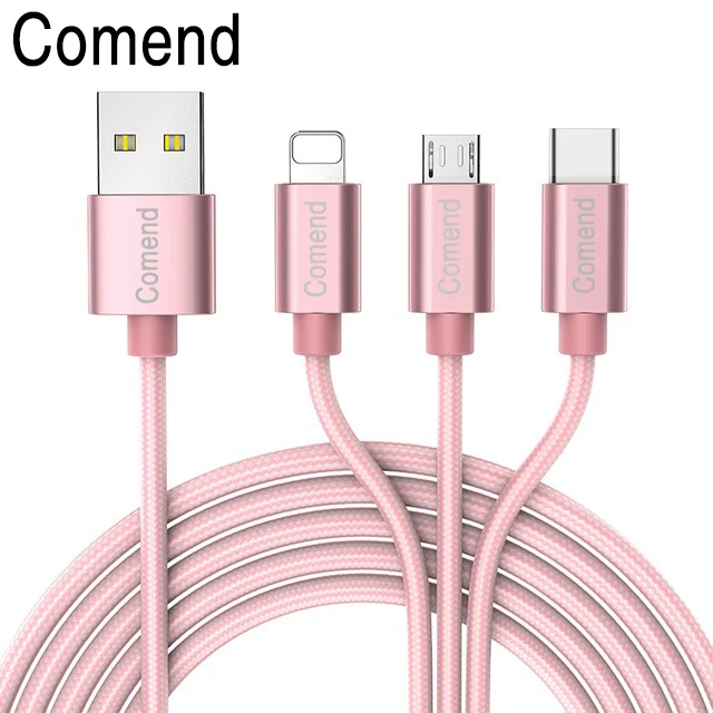 Comend 3 в 1 USB кабель Tpye-C Micro USB кабель для iPhone samsung huawei Xiaomi