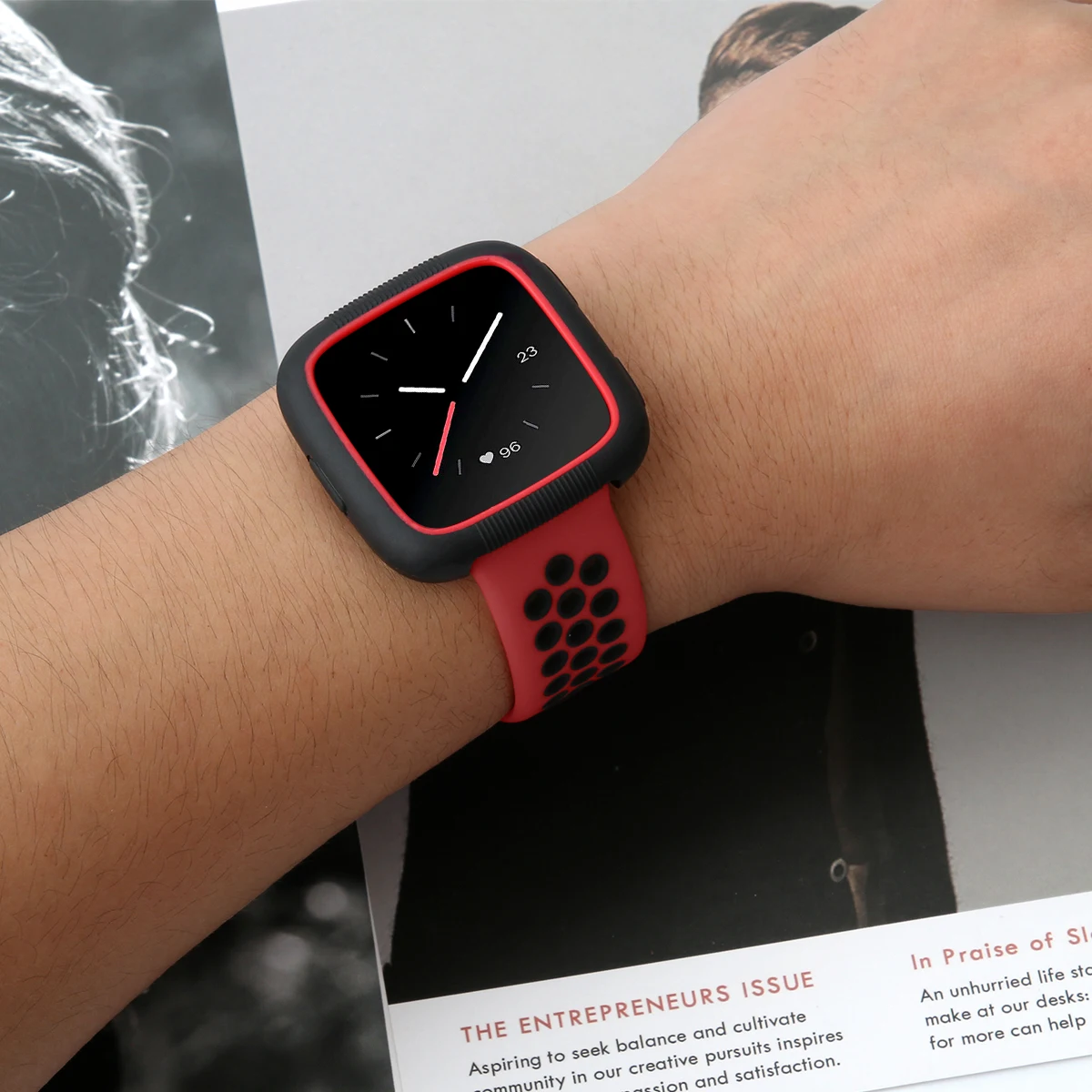 Ремешок для Fitbit часы Versa ремешок+ Shookproof TPU чехол ремешок для часов Браслет для Fitbit часы Versa аксессуары