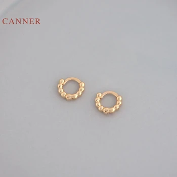 

CANNER Round fashion Earrings Hoops 100% 925 Sterling Silver Zircon Earrings For Women Jewelry Gold Korean Aretes De Mujer