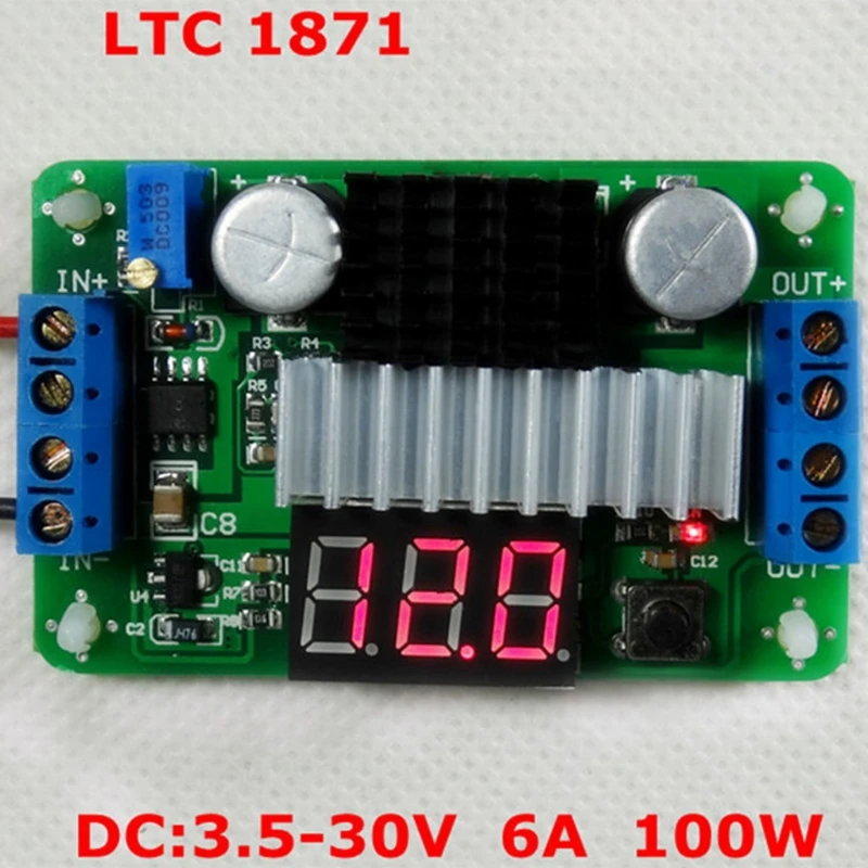 

LTC1871 DC Power Source Step Up Converter 100W 6A Adjustable Boost Board 3.5-30V D08A