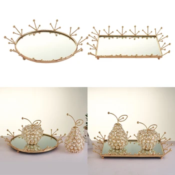 

Cosmetic Tray Perfume Jewelry Organizer Jewelry Holder Tray Mirrored Decorative Tray
