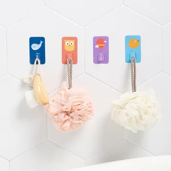 

Hangers-Hooks Cute Wall-Hooks Bathroom Free Punching Kitchen Waterproof Non-Marking Universal Storage Organizer Self-Adhesive