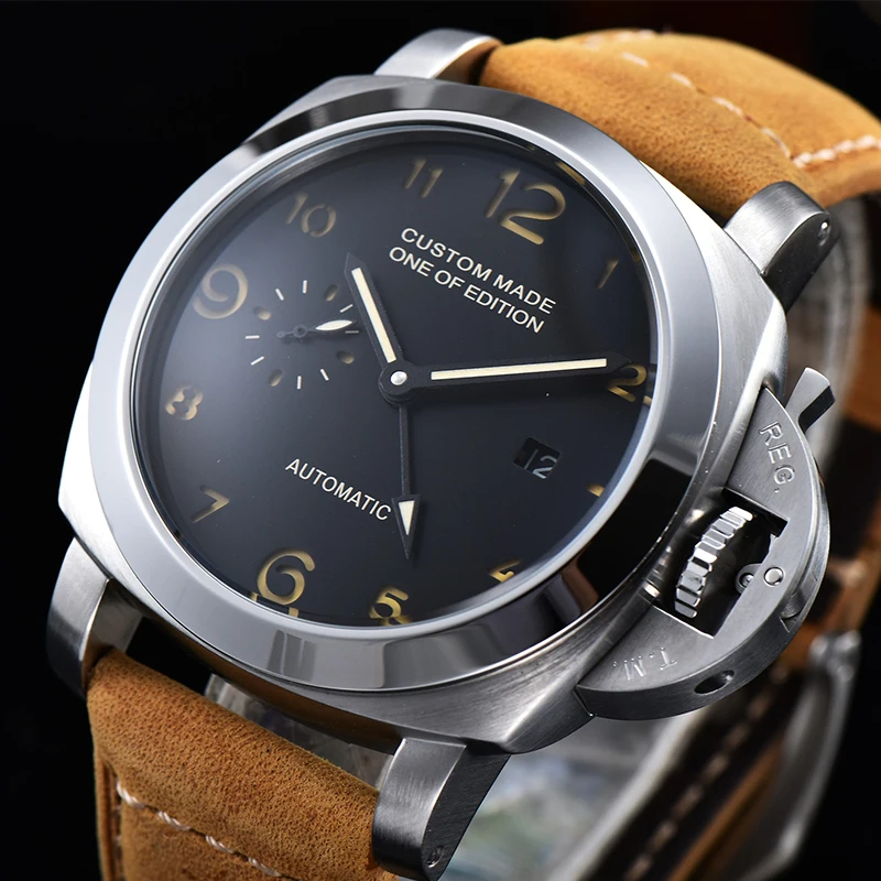 Parnis 44 мм GMT часы для мужчин автоматические механические запас хода из нержавеющей стали светящийся водонепроницаемый кожаный ремешок Дата часы