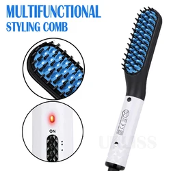 Beard Straightener Brush Men Ceramic Hair Straightener Electric Hairbrush Hot Comb Smoothing Iron Straight Volumize Hair Styler