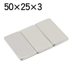 1/2/5/10 Pcs 50x25x3 Block NdFeB Neodymium Magnet N35 Super Powerful imanes Permanent Magnetic