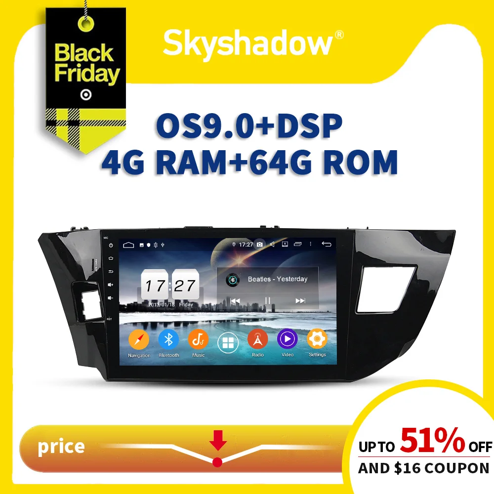 Автомобильный dvd-плеер DSP ips Android 9,0 4 Гб ОЗУ+ 64 ГБ+ 8 ядерный AHD Wifi Bluetooth 4,2 RDS радио gps карта для Toyota Lewin 2013