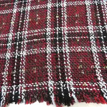 Твидовая ткань винно-красный серый черный и белый плед пряжа прядения жаккард 59"