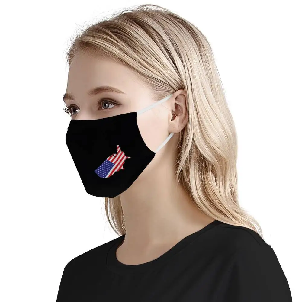 

4Pcs Filter Custom Pattern American Flag Reusable Mouth Face Cover Comfortable Anti-Dust Anti-saliva Anti Infection Windproof