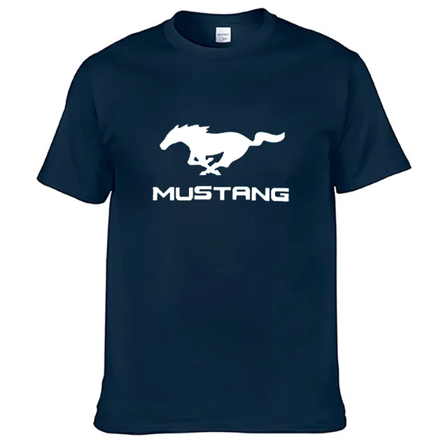 Мужская футболка с коротким рукавом и логотипом Mustang, летняя повседневная мужская однотонная хлопковая футболка, модная мужская одежда в стиле хип-хоп Харадзюку - Цвет: as picture