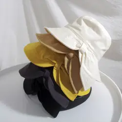 H7638 солнцезащитный крем для женщин ведро шляпа девушки сплошной цвет бассейна шляпа рыбака Весна Летний капюшон корейский Путешествия