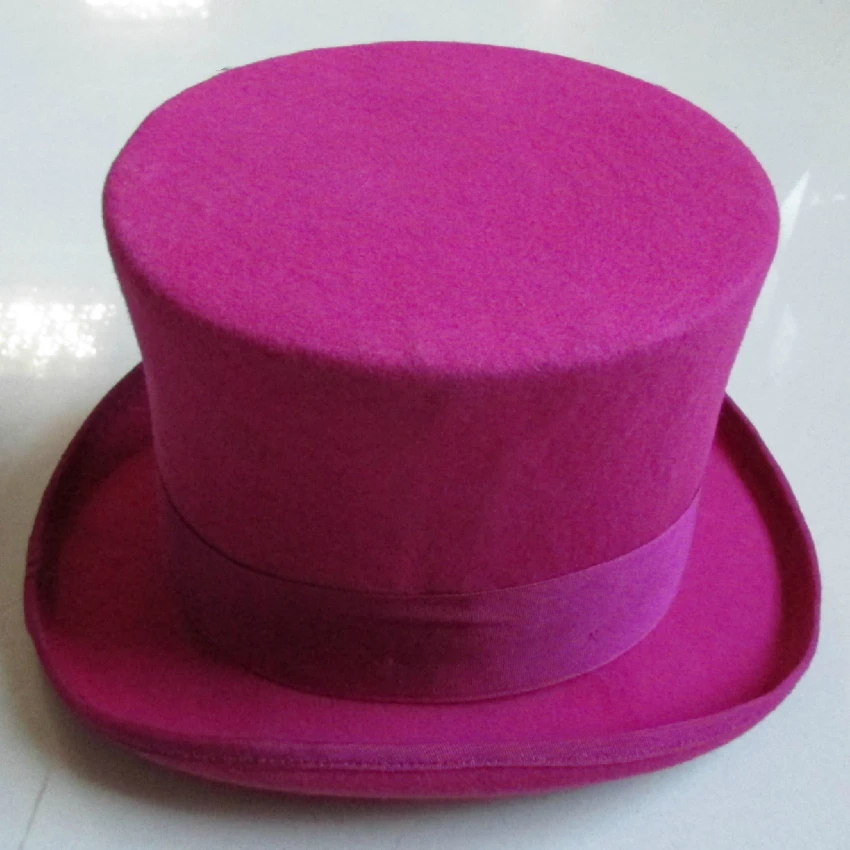Pink Cylinder Hat 100%wool Felt Top 