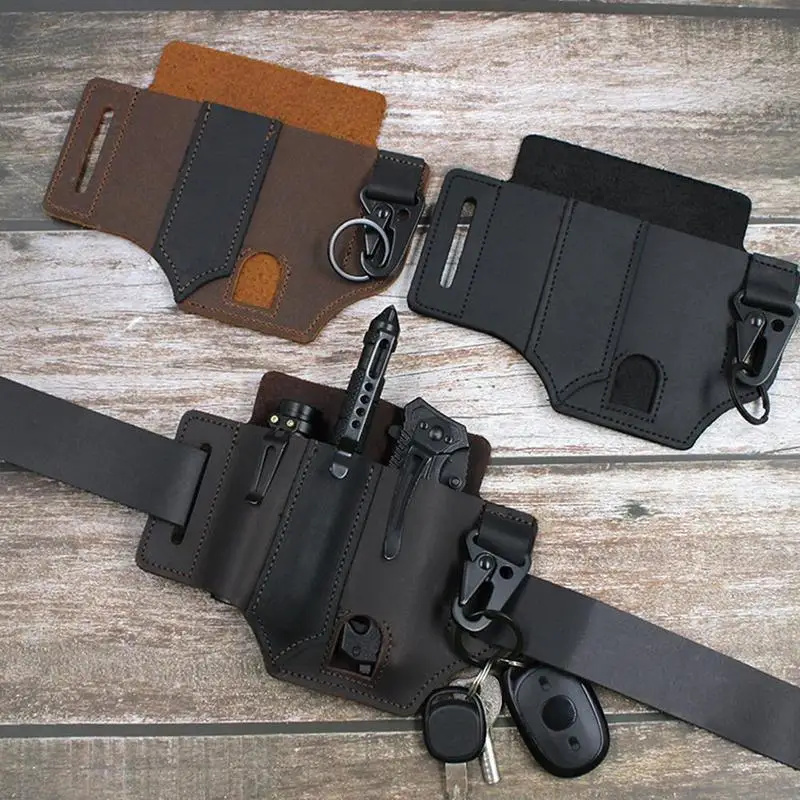 

Leather Sheath for Leatherman Multitool Sheath EDC Pocket Organizer with Key Holder for Belt and Flashlight Outdoor Camping Tool