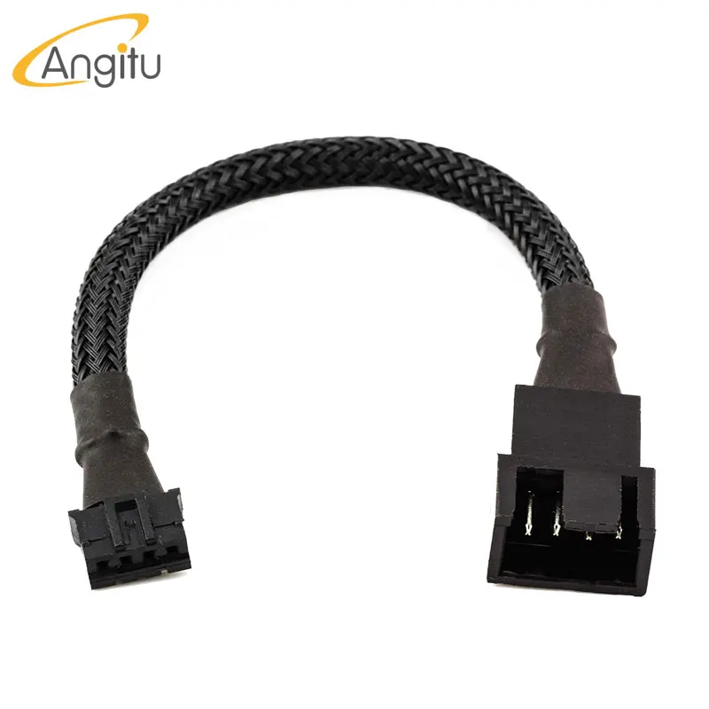 

Angitu Graphic Card 4Pin PWM Fan Adapter GPU Motherboard Cable Compatible With 4pin And 3pin Fan Black Sleeved 30cm