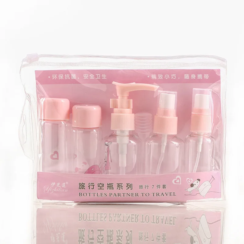 makeup bag 7pcs/Set Portable Spray Refillable Bottles Kit Plastic Makeup Container Home Travel Empty Spray Refill Bottles pouch