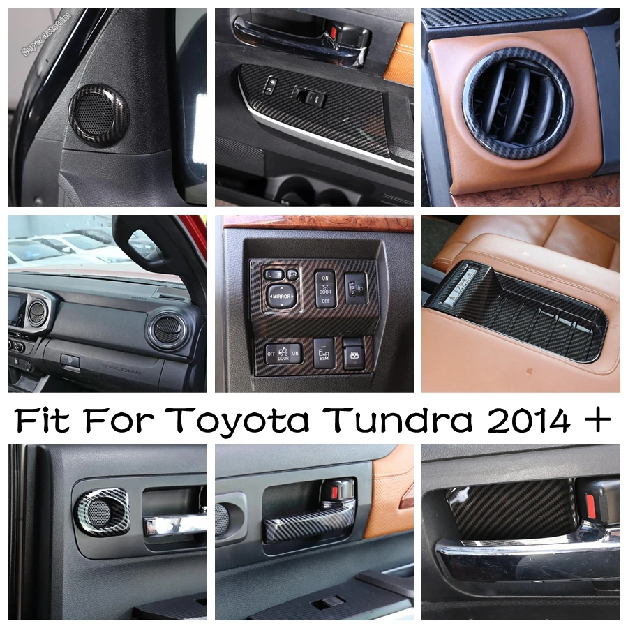 

Стильные внутренние детали из углеродного волокна для Toyota Tundra 2014-2021, вентиляционное отверстие/подлокотник/подставка для чашки с водой, отделка крышки