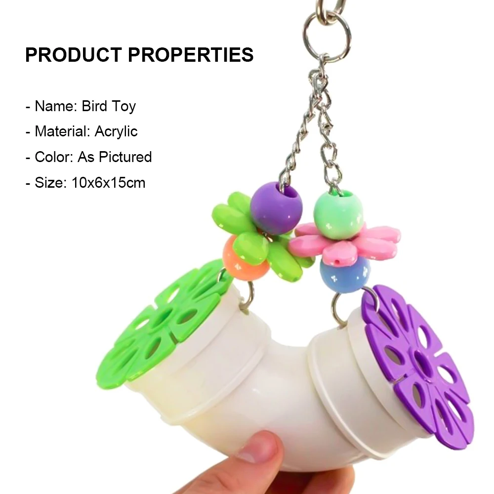 Parrot Bird Chewing Bite Tube Fun Toys Birds Playing Toys Parrots Cage Multi-color Pet Bird Chew Swing Toys Pets Hanging Cage